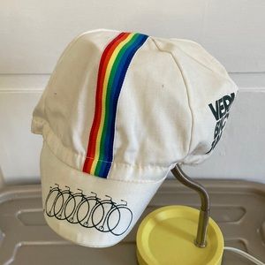 Vintage 1990s rainbow Vermont bicycling touring hat one size fits all